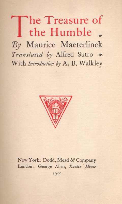 Maeterlinck, Maurice   : Le Tresor des Humbles XXVI, RVE DE CONDE, XXVI : Cinquante-Septieme Edition