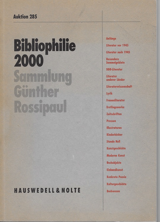 Bibliophilie 2000.