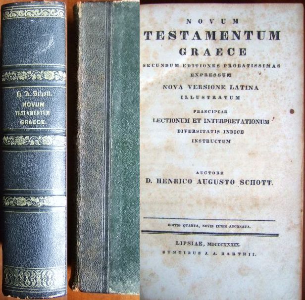 Schott, D. Heinrich August (Hrsg.):  Novum Testamentum Graece 