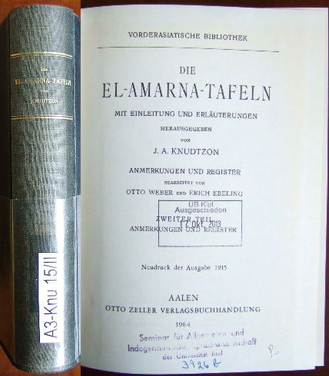 Knudtzon, J. A.:  Die El-Amarna-Tafeln. 2. Teil. 