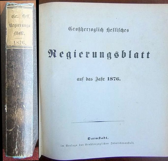   Groherzogliches Hessisches Regierungsblatt auf das Jahr 1876. 