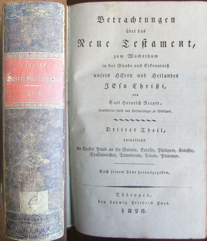 Rieger, Carl Heinrich:  Betrachtungen ber das Neue Testament 
