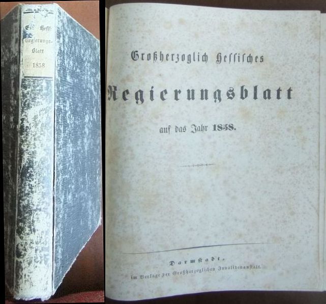   Groherzogliches Hessisches Regierungsblatt auf das Jahr 1858. 