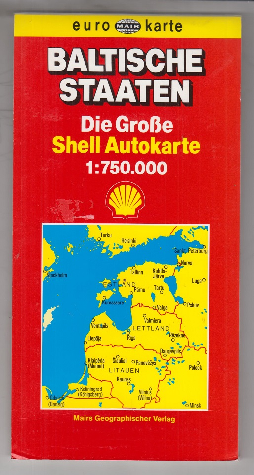 Euro - Karte: Baltische Staaten. Die große Shell Autokarte. Kolorierte Landkarte / Karte. Faltkarte auf Papier.