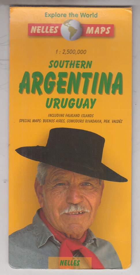 Nelles Maps: Southern Argentina Uruguay. Explore the World. Kolorierte Landkarte / Karte. Faltkarte auf Papier.