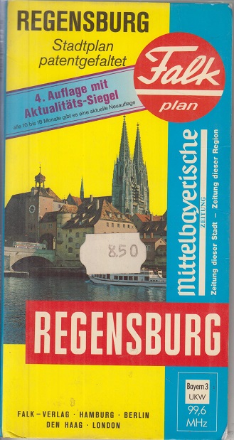 Falk Plan, Regensburg, Stadtplan patentgefaltet Maßstab 1:11300 - 1:17000 4. Aufl.