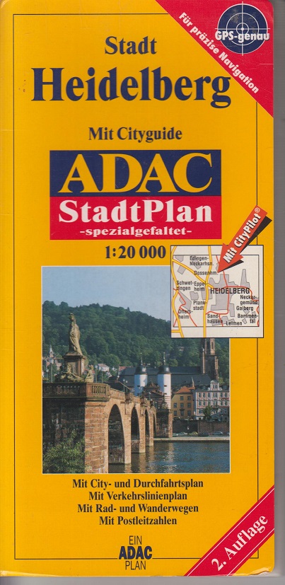 ADAC Stadtplan Stadt Heidelberg Mit Cityguide ; spezialgefaltet ; mit City- und Durchfahrtsplan ; mit Verkehrslinienplan ; mit Rad- und Wanderwegen ; mit Postleitzahlen ; GPS-genau. 2. Aufl.