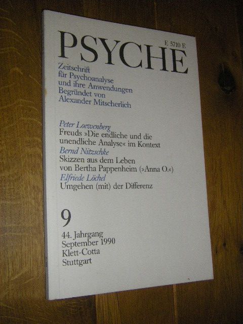 Psyche. Zeitschrift für Psychoanalyse und ihre Anwendungen. Heft 9, 44. Jahrgang, September 1990 - Mitscherlich-Nielsen, Margaret/Dahmer, Helmut/Rosenkötter, Lutz (Hg.)