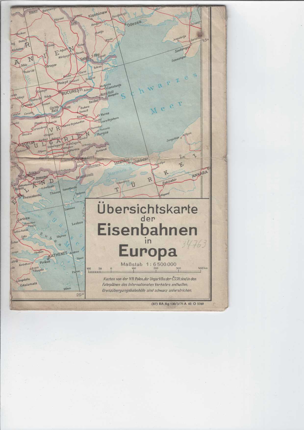 Übersichtskarte der Eisenbahnen in Europa.