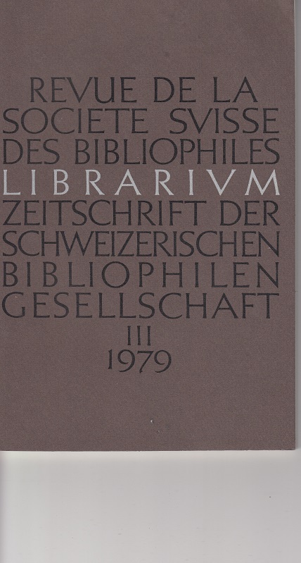   Librarium. Heft III. 1979, 
