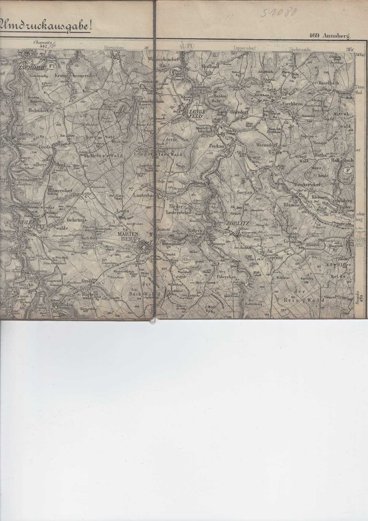   Karte des Deutschen Reiches - Blatt 469 Annaberg. 