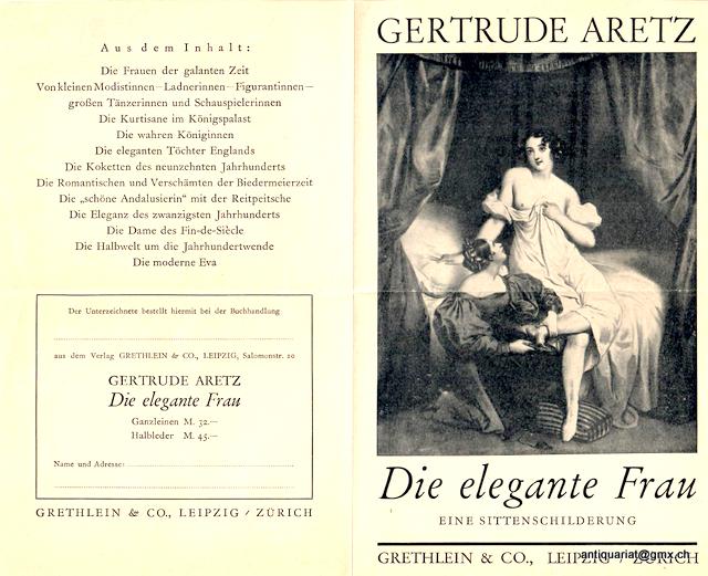 Die elegante Frau : Eine Sittenschildung : Grethlein & Co. Leipzig : Flyer für die Werbung des Buches : 4 Seiten