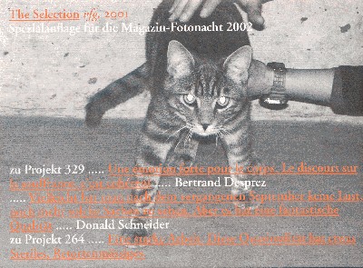 The Selection vfg. 2001. Spezialauflage für die Magazin-Fotonacht 2002. Herausgeber: vfg. vereinigung fotografischer gestalterInnen. - Fischer, Andrea (Red.)