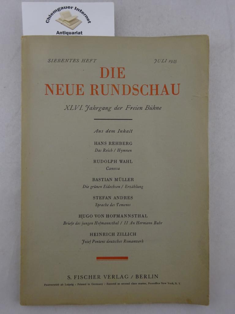 Die neue Rundschau. Jahrgang 46. Juli 1935. siebentes Heft.