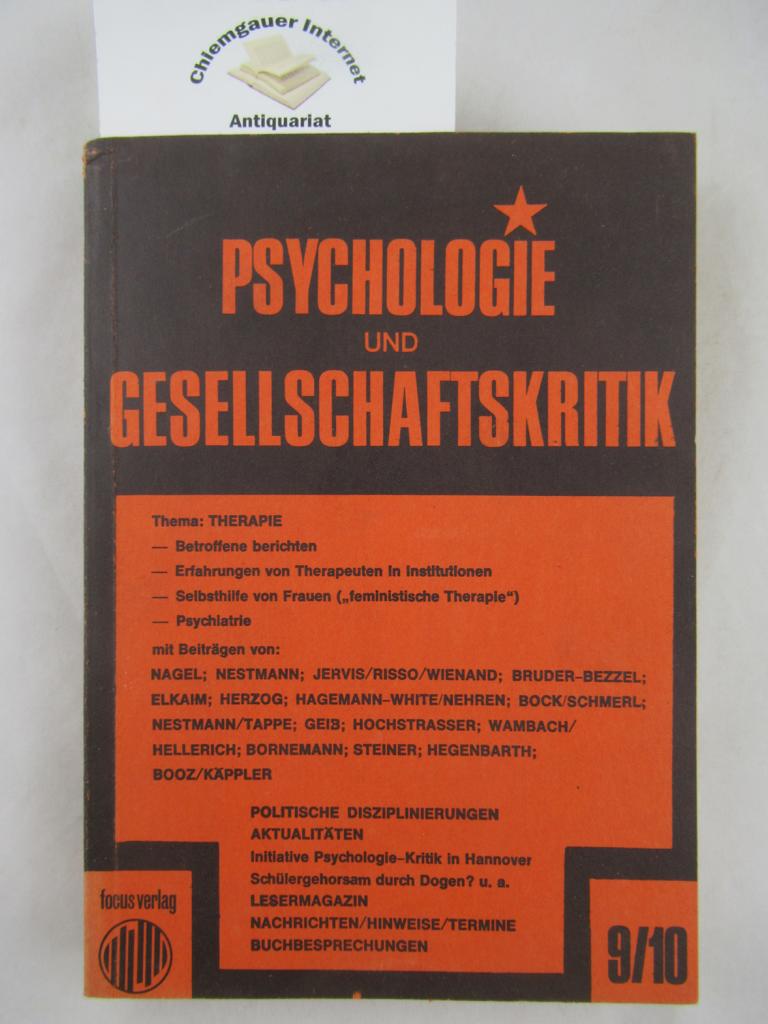 Psychologie- und Gesellschaftskritik. Zeitschrift für Kritik bürgerlicher Psychologie. 3. Jahrgnag, Heft  1/2. Thema: Therapie.