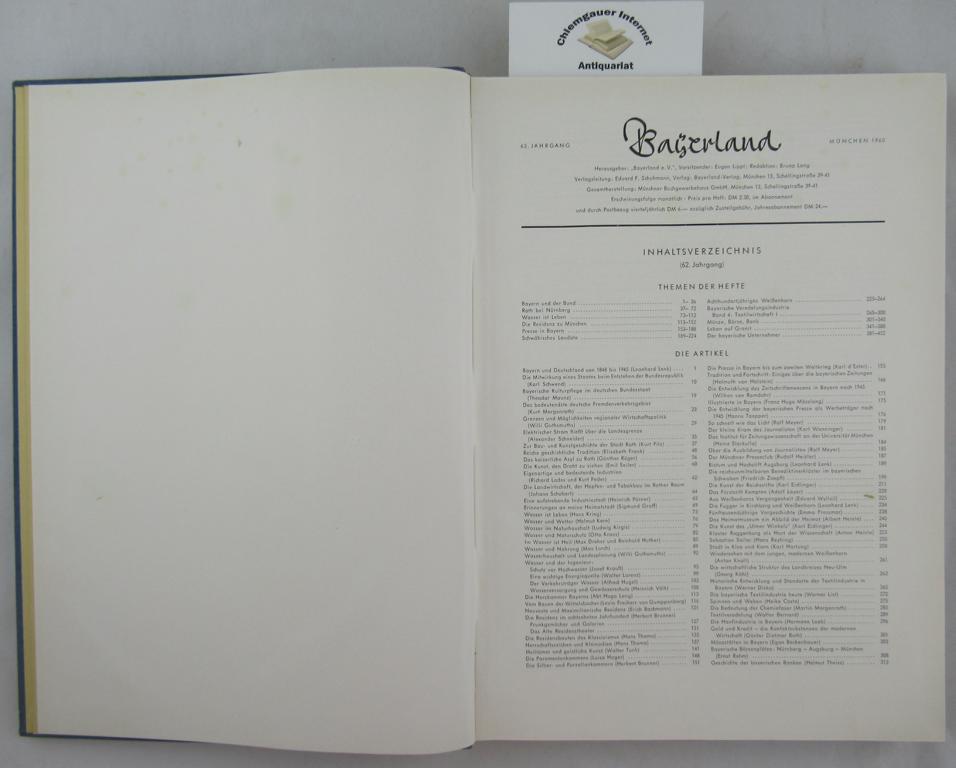 Bayerland. Die illustrierte bayerische Monatsschrift Jahrgang 1962. 62. Jahrgang.