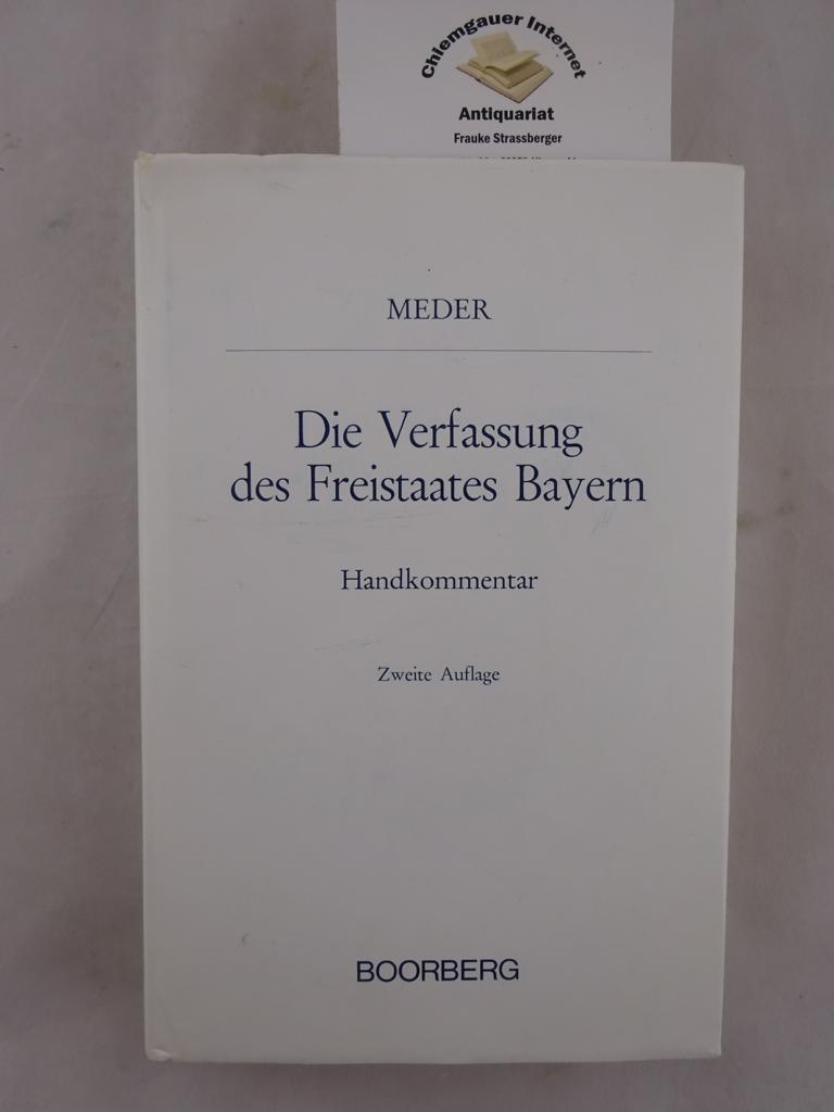 Handkommentar zur Verfassung des Freistaates Bayern.  2. Auflage. - Meder, Theodor