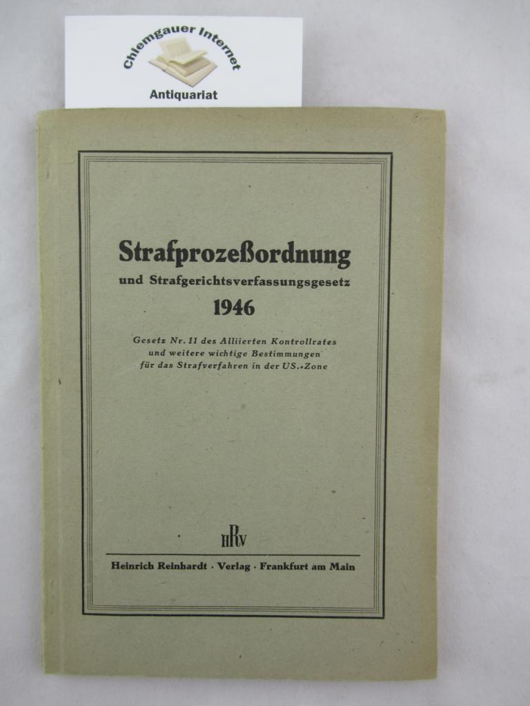 Strafprozeßordnung und Strafgerichtsverfassungsgesetz. 1946.