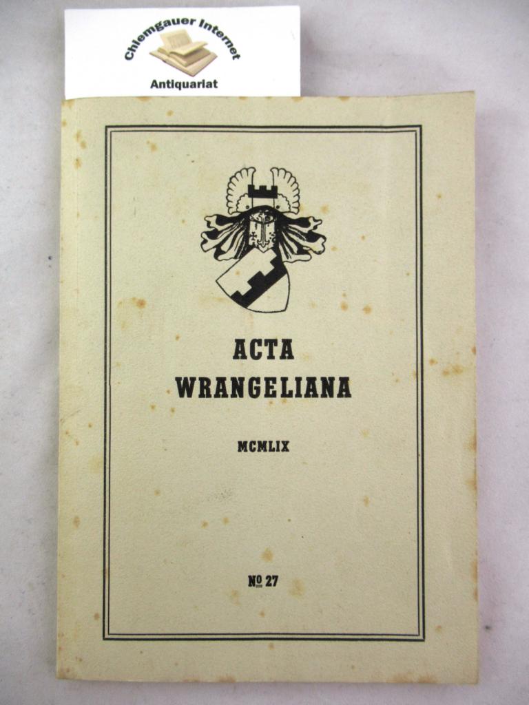 Acta Wrangeliana, No. 27, 1959.