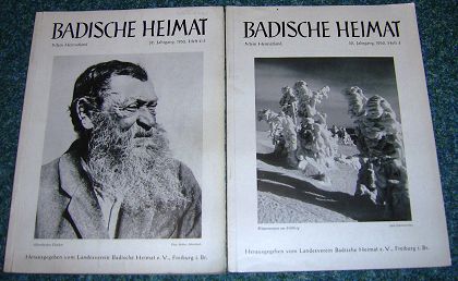 Badische Heimat. Mein Heimatland. 32. Jahrgang 1952 Heft 2 / 3 u. 4. (2 Hefte).