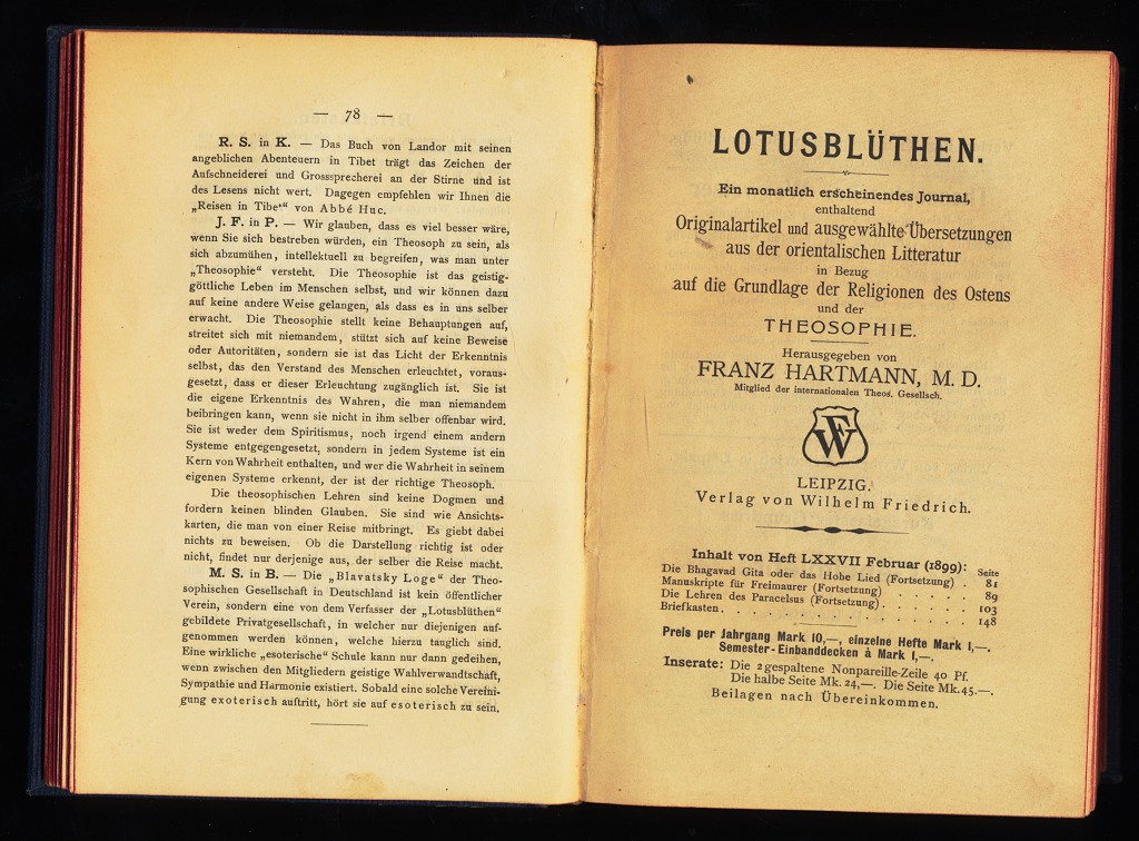 Lotusblüthen. Ein monatlich erscheinendes Journal, enthaltend Originalartikel und ausgewählte Übersetzungen aus der orientalischen Litteratur in Bezug auf die Grundlage der Religionen des Ostens und der Theosophie (Heft LXXVI-LXXXI, Januar-Juni 1899)