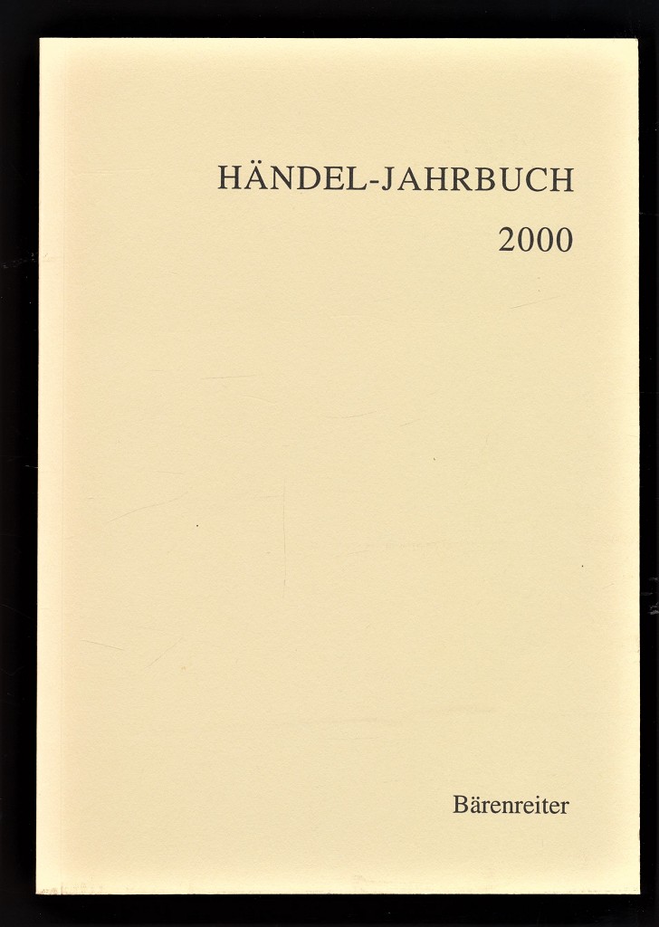 Händel-Jahrbuch 46. Jahrgang 2000