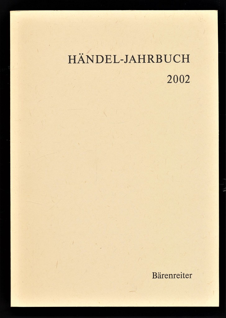 Händel-Jahrbuch 48. Jahrgang 2002
