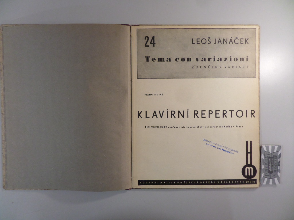 Klavirni repertoir. Piano a 2 MS. 24 Tema con variazioni. H.M. 833.