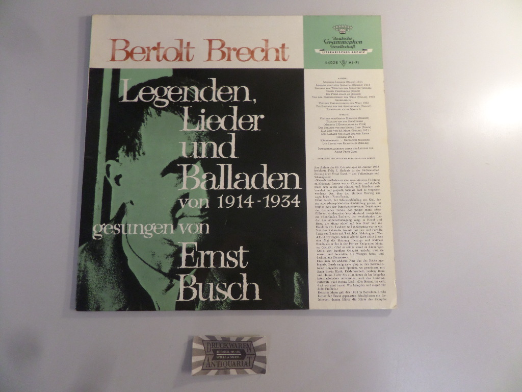 Legenden, Lieder und Balladen von 1914 - 1934 gesungen von Ernst Busch [Vinyl-LP/44028].