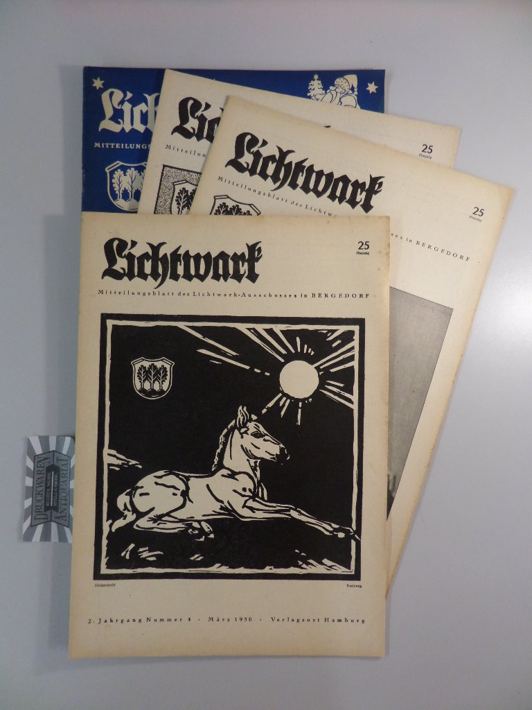 Lichtwark Ausschuss [Hrsg.]: 4 Lichtwark-Hefte des 2. Jahrgangs, 1949/1950 Heft Nr. 1 / 2 / 3 / 4. 2. Jahrgang, 4 Hefte.