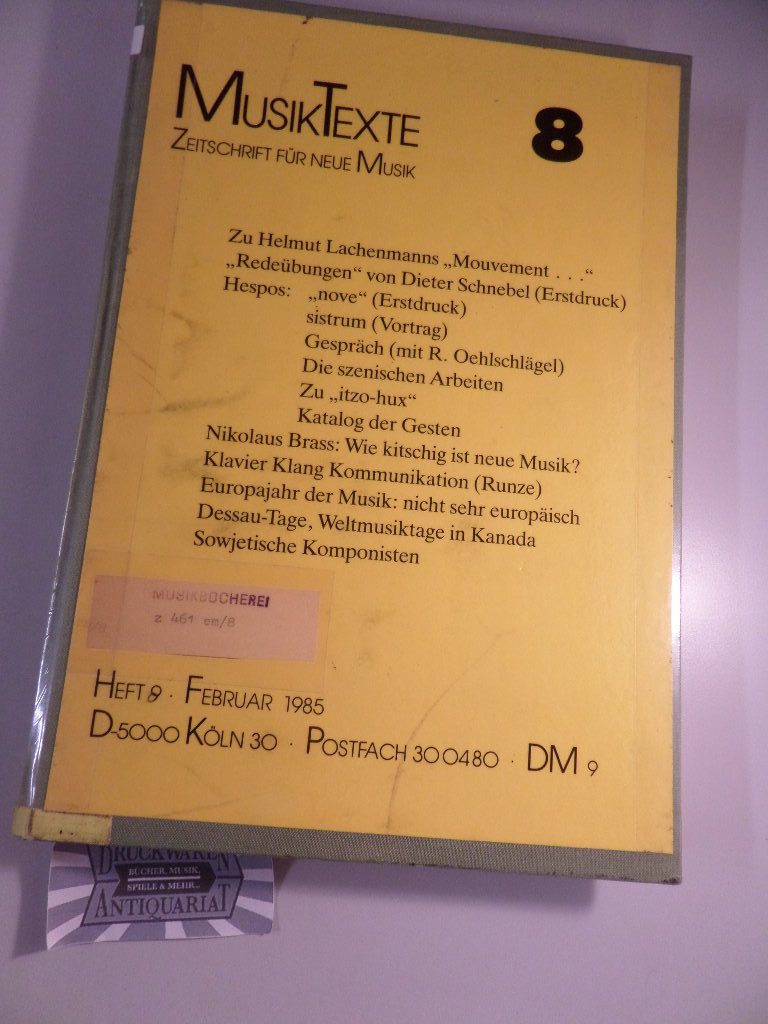 Musiktexte. Zeitschrift für Neue Musik. Jahrgang 1985. (5 Hefte gebunden in einem Band).