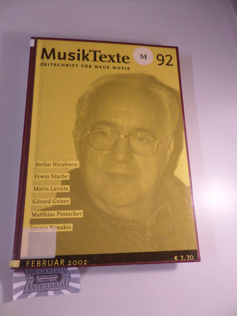 Musiktexte. Zeitschrift für Neue Musik. Jahrgang 2002. (Heft 92-95 gebunden in einem Band).