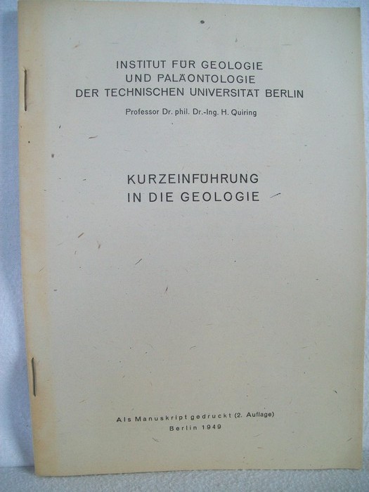 Quiring, Heinrich:  Kurzeinfhrung in die Geologie. 