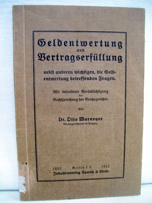 Warneyer, Otto:  Geldentwertung und Vertragserfllung. 