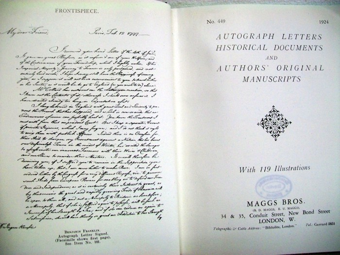 Div.:  Autograph Letters Historical Documents and Authors` Original Manuscripts. 