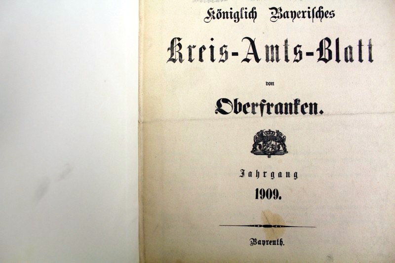Königlich Bayerisches Kreis-Amts-Blatt von Oberfranken für das Jahr 1909.