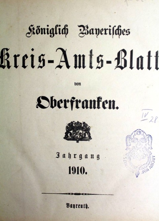 Königlich Bayerisches Kreis-Amts-Blatt von Oberfranken. Jahrgang 1910.