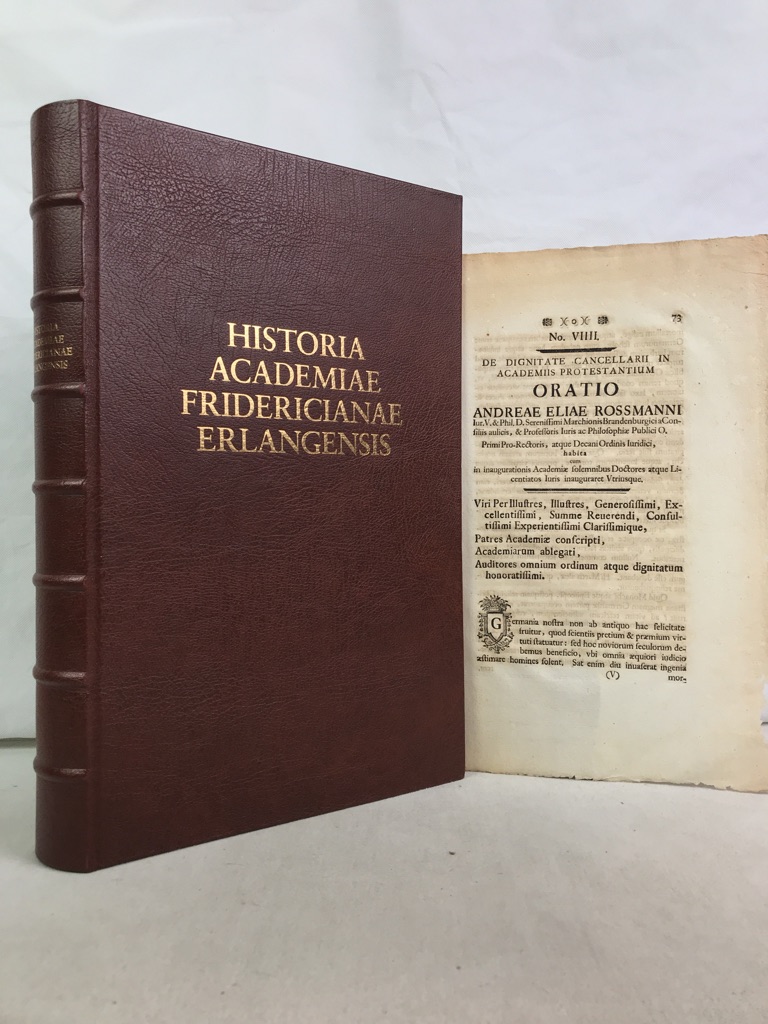 Gadendam, Johann Wilhelm:  Historia Academiae Fridericianae Erlangensis : BEILIEGEND: 2 Bltter aus der ORIGINALAUSGABE. 