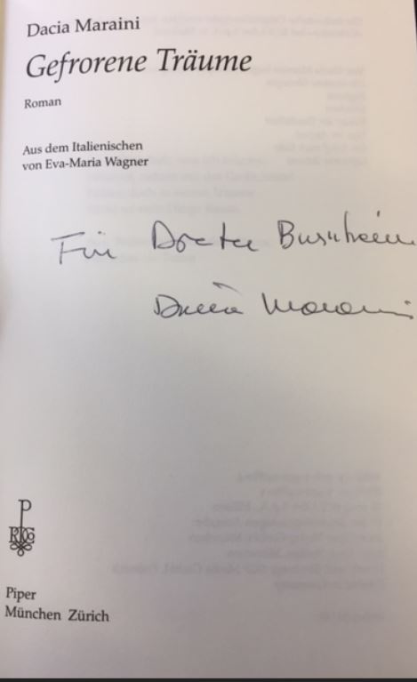 Gefrorene Träume.- signiert, Widmungsexemplar, Erstausgabe Roman. 1. Auflage - Maraini, Dacia.