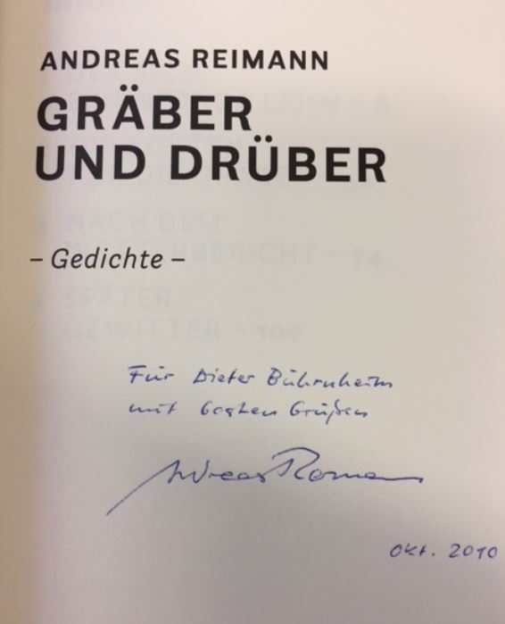 Gräber und drüber. Gedichte 1.  Auflage - Reimann, Andreas.