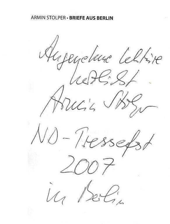 Briefe aus Berlin.  1. Auflage - Stolper, Armin.
