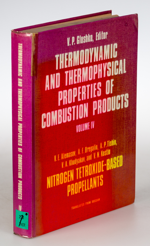 Alemasov, V. E. a. o.:  Thermodynamic and Thermophysical Properties of Combustion Products. Vol. 4: Nitrogen Tetroxide-based Propellants. (=Ajadenuya Nauk SSSR - Vsesoyuznyi Institut Nauchnoi i Teknicheskoi Informatsii; Vol. IV). 