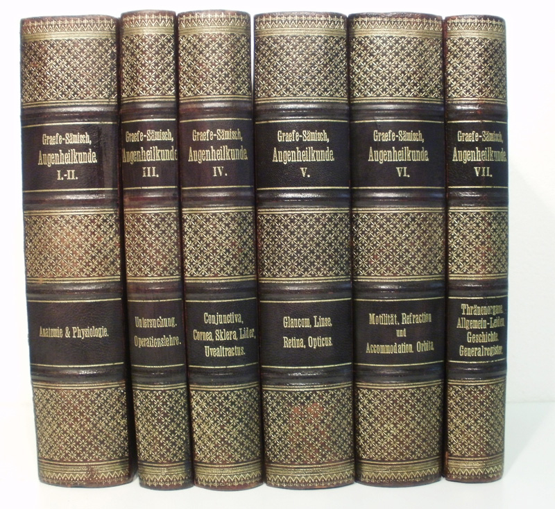 Graefe, Alfred und Theodor Smisch (Hg.):  Handbuch der gesammten Augenheilkunde. 7 Bnde (in 6 Bchern, komplett). 