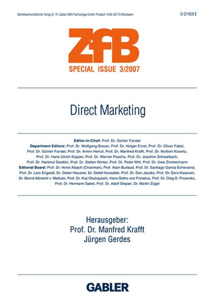 Krafft, Manfred (Hrsg.):  Direct Marketing. (=Zeitschrift fr Betriebswirtschaft / Special issue ; 2007,3). 