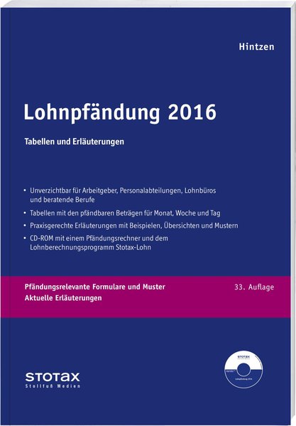 Udo, Hintzen:  Lohnpfndung 2016 : Tabellen und Erluterungen. 