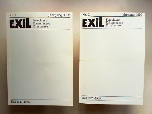 Koch, Joachim H. und Edita Koch (Hg.):  Exil 1933 - 1945. Forschung, Erkenntnisse, Ergebnisse - XII. Jahrgang 1992 vollstndig in zwei Heften zusammen. 