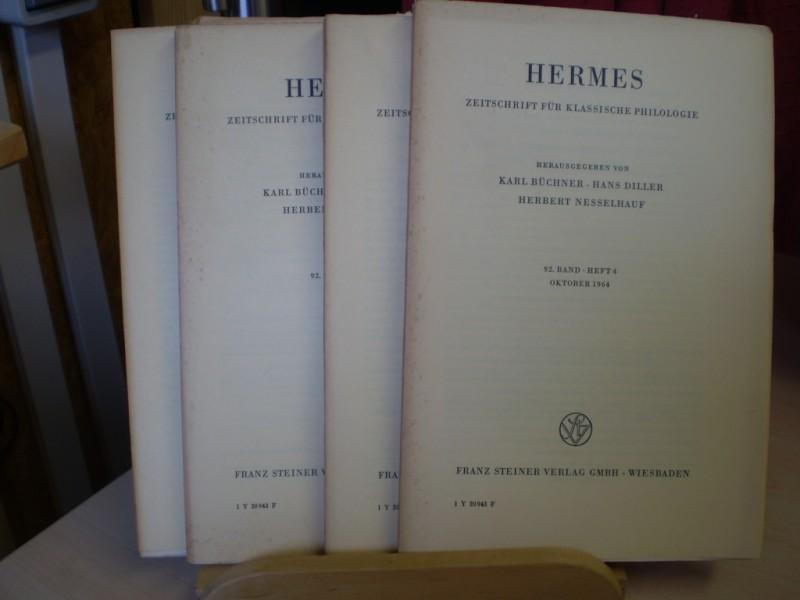 Bchner, Karl, Hans Diller und Herbert Nesselhauf (Hg.): Hermes. Zeitschrift fr klassische Philologie. 92. Band (Jahrgang). 1964. 4 Hefte.