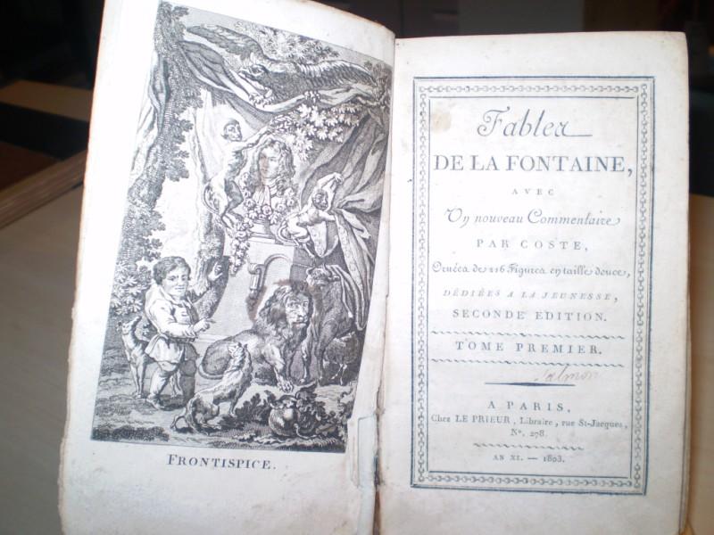 La Fontaine, Jean de. FABLES DE LA FONTAINE. avec on nouveau Commentaire par Coste. Nur Teil1. Seconde Edition.