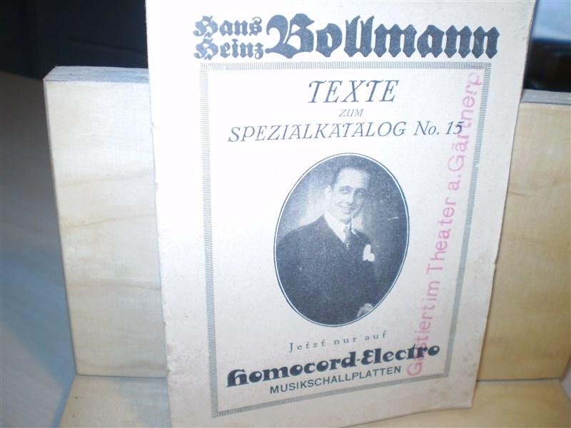 Bollmann, Hans Heinz. TEXTE ZUM SPEZIALKATALOG No. 15.