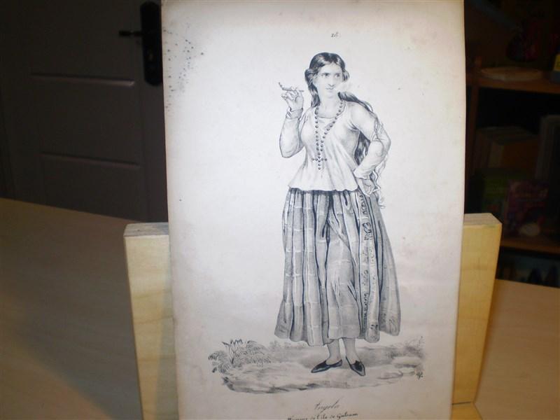 Arago, Jacques. Angela. Femme del ile de Gulsam. Original-Lithographie. Entnommen: Souvenirs d'un Aveugle, Voyage autour Du Monde, 1839.